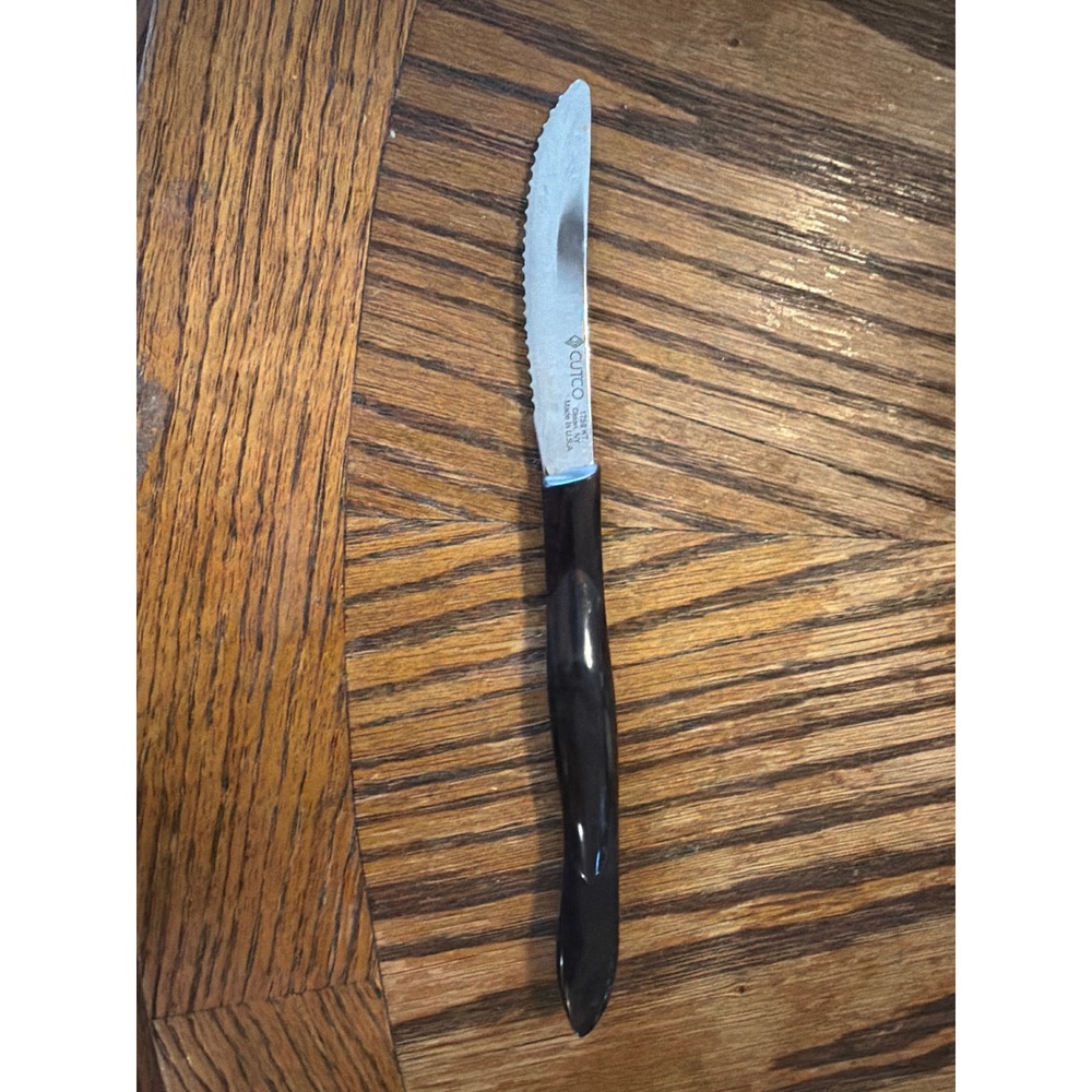 Cutco 1759 KT Table Knife Classic Dark Brown Handle Serrated Edge Made in USA